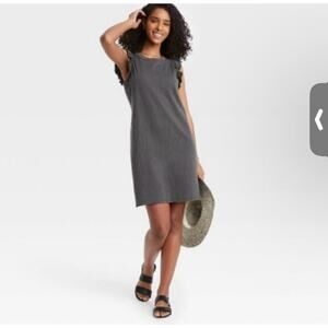 Universal Thread Ruffle Sleeve Tshirt Dress Mineral Wash Gray Women's Size XS